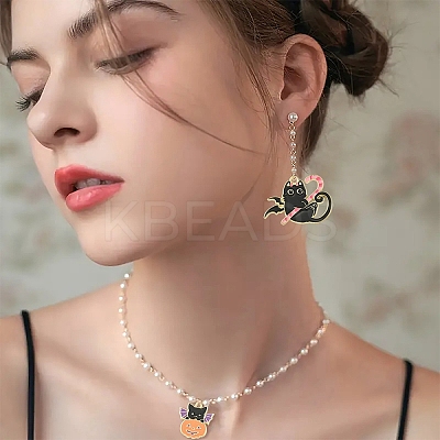 10Pcs 5 Styles Halloween Theme Rack Plating Alloy Enamel Pendants ENAM-YW0006-21-1