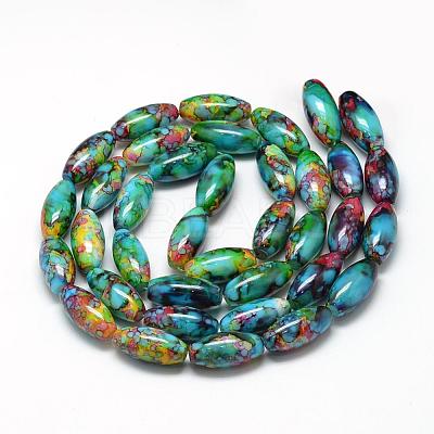 Baking Paint Glass Beads Strands DGLA-S115-22x10mm-S36-1