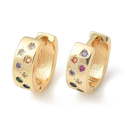 Brass Micro Pave Cubic Zirconia Hoop Earrings LS-EJEW-H152-01D-G-1