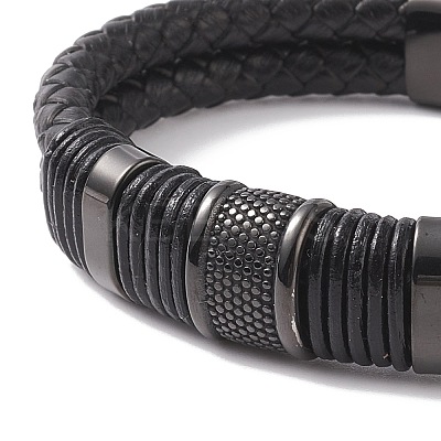Leather Braided Cord Bracelets BJEW-E352-36B-1
