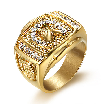 304 Stainless Steel Micro Pave Clear Cubic Zirconia Finger Rings for Men FS-WGEF432-03-1