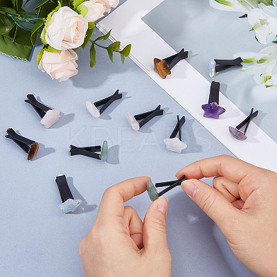 12Pcs 12 Styles Star with Moon Gemstone Car Air Vent Clips HJEW-FH00244-1