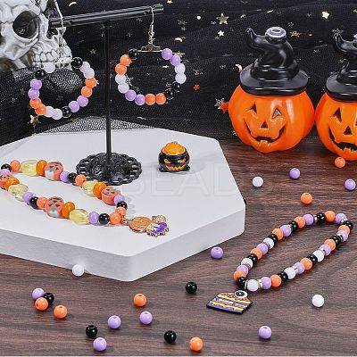 1200Pcs 4 Colors Halloween Themed Opaque Acrylic Beads MACR-SC0001-43-1