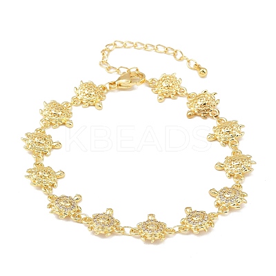 Brass Micro Pave Clear Cubic Zirconia Link Chain Bracelets for Women BJEW-A090-11B-G-1