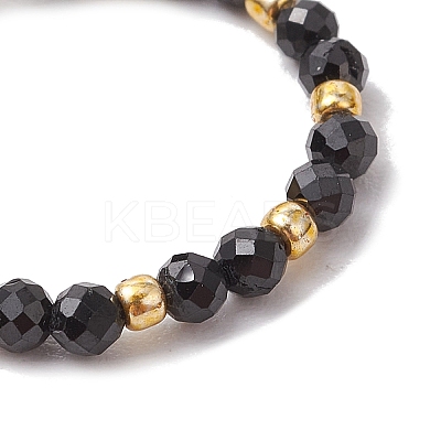 Natural Black Spinel Beaded Stretch Rings for Women RJEW-JR00868-13-1