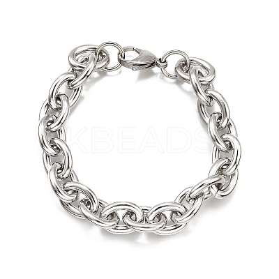 304 Stainless Steel Cable Chain Bracelets for Women LS-BJEW-Q050-01C-P-1