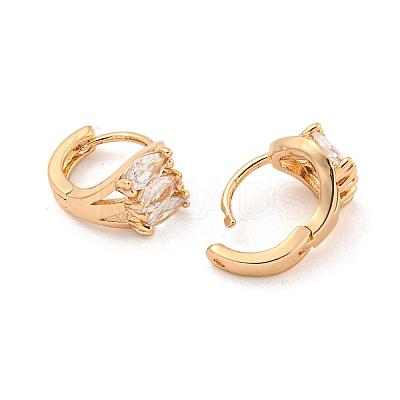Brass Micro Pave Clear Cubic Zirconia Hoop Earrings EJEW-A107-02D-KCG-1