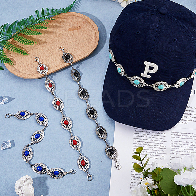 4Pcs Oval Synthetic Turquoise Link Baseball Cap Chain HJEW-HS00043-1