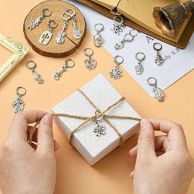 32Pcs 16 Style Alloy Pendant Locking Stitch Markers HJEW-CJ00044-1