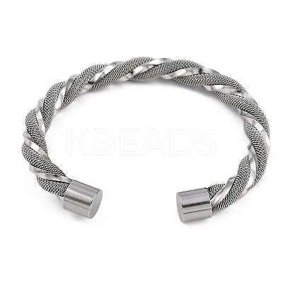 304 Stainless Steel Cuff Bangles for Women STAS-M023-18D-1
