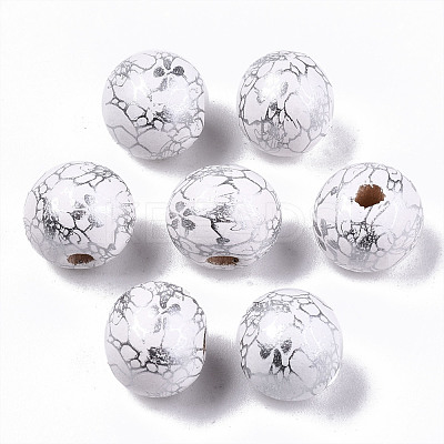 Spray Painted Natural Wooden Beads WOOD-R270-03A-1