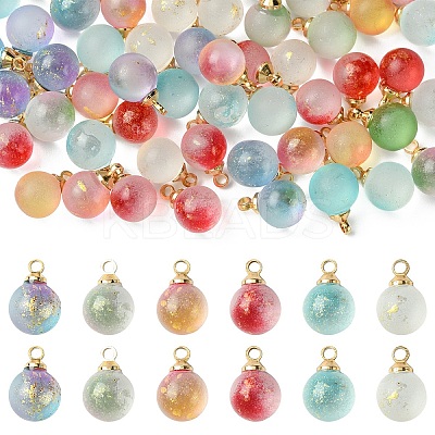60Pcs 6 Colors Two Tone Transparent Spray Painted Glass Pendants GLAA-YW0004-45-1