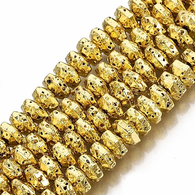 Electroplated Natural Lava Rock Beads Strands G-T114-66G-1