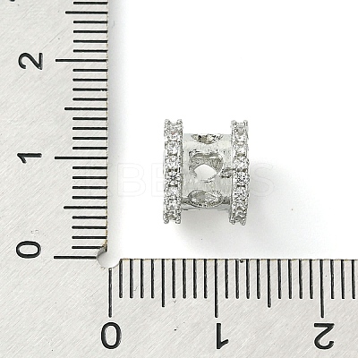 Rack Plating Brass Micro Pave Clear Cubic Zirconia European Beads KK-G501-07P-1