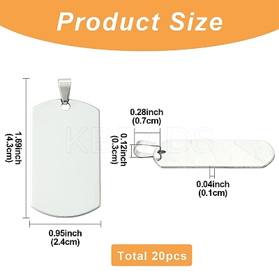 20Pcs 201 Stainless Steel Rounded Rectangle Stamping Blank Tag Pendants STAS-YW0003-22-1