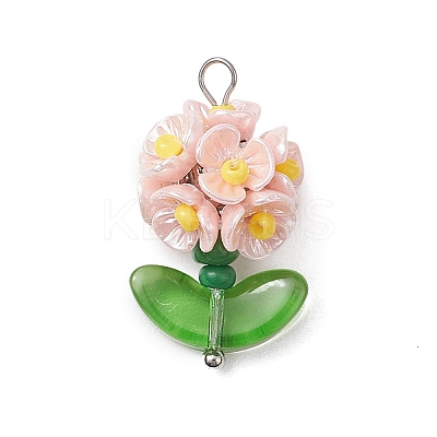 Glass Seed Beaded Flower Pendants X1-PALLOY-MZ00521-01-1