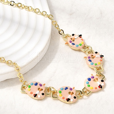 Brass Enamel Pendant Necklaces NJEW-B157-07G-02-1