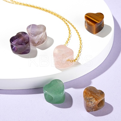 Valentine's Day Theme 10Pcs 5 Style Natural Gemstone European Beads G-LS0001-71-1