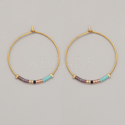 Bohemian Handmade Glass Seed Beads Hoop Earrings AM1646-3-1