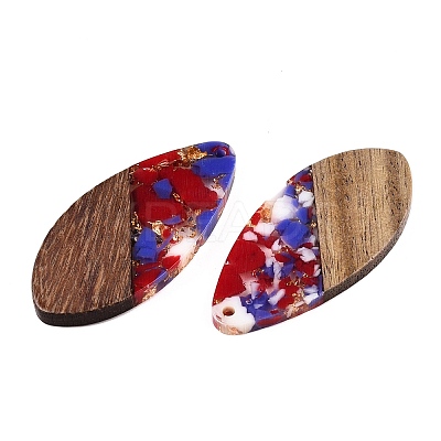Transparent Resin and Walnut Wood Pendants RESI-T057-05F-1