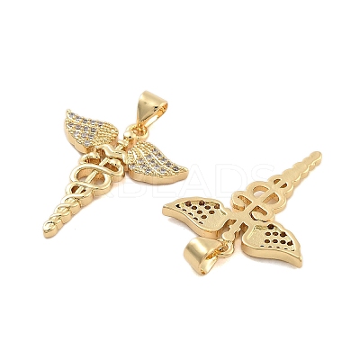 Brass Pave Clear Cubic Zirconia Pendants KK-U009-06D-G-1