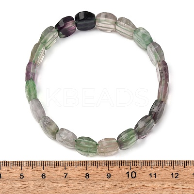 Natural Fluorite Oval Beaded Stretch Bracelet G-E010-01S-1