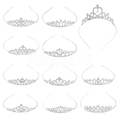12Pcs 12 Styles Alloy Rhinestone Hair Bands OHAR-HS0001-05-1