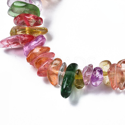 Unisex Synthetic Crackle Quartz Chips Beads Stretch Bracelets BJEW-S143-18-1-1