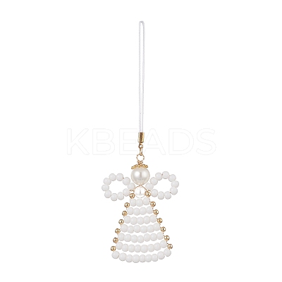 Christmas Glass Seed Beaded Pendant Decorations HJEW-TA00013-04-1