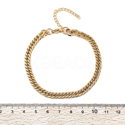 304 Stainless Steel Cuban Link Bracelets for Men Women BJEW-Q038-05G-1