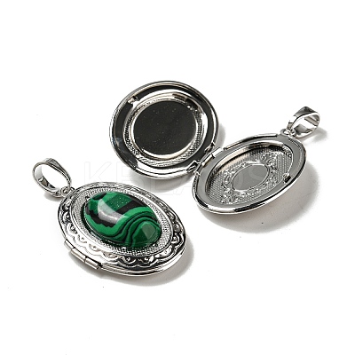 Synthetic Malachite Locket Pendants G-C104-04D-P-1