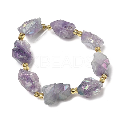 Electroplated Raw Rough Natural Amethyst Beads Strands G-Z131-J02-11-1