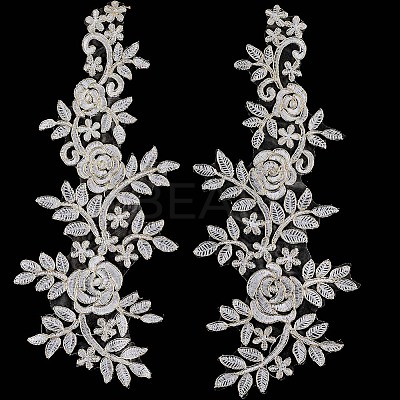 Polyester Metallic Embroidery Lace Appliques DIY-WH0401-94C-1