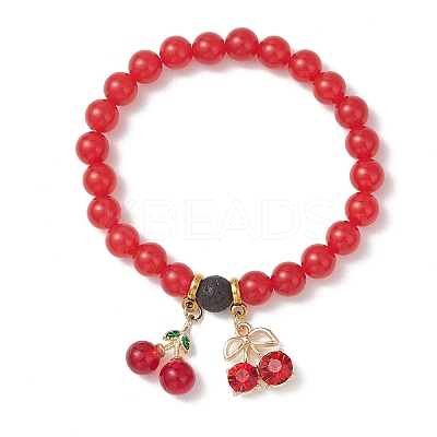 Lampwork & Alloy Rhinestone Charms Bracelets BJEW-JB13269-1
