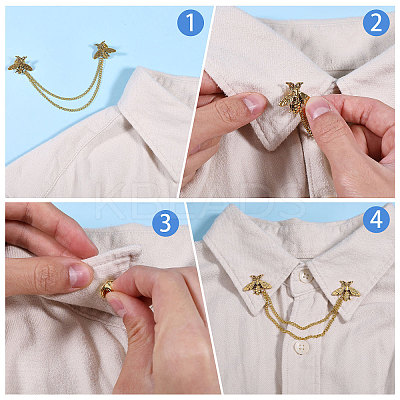 4Pcs Bee Alloy Hanging Chain Brooch FIND-CA0011-13G-1