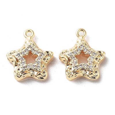 Rack Plating Brass Micro Pave Cubic Zirconia Pendants KK-K333-88G-1
