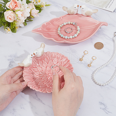 2Pcs 2 Style Ceramic Jewelry Plates AJEW-PH0006-43B-1