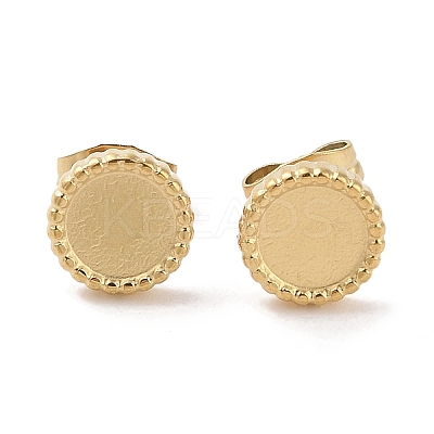 Ion Plating(IP) 304 Stainless Steel Flat Round Stud Earrings for Women EJEW-G389-02G-1