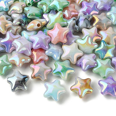 70Pcs UV Plating Rainbow Iridescent Acrylic Beads PACR-CJ0001-30-1