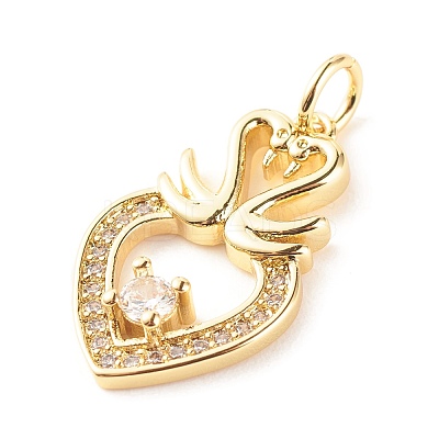Brass Micro Pave Clear Cubic Zirconia Pendants X-ZIRC-P094-07G-RS-1