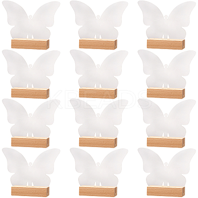 Transparent Acrylic Place Card & Wood Card Holder Set ODIS-WH0038-60-1