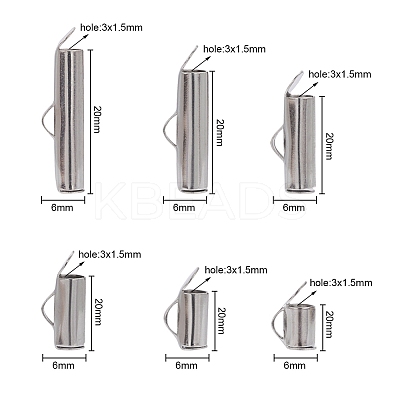 90Pcs 6 Style 304 Stainless Steel Slide On End Clasp Tubes STAS-YW0001-20-1