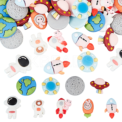 72Pcs 9 Styles 3D Astronaut Theme Resin Cabochons RESI-OC0001-67-1