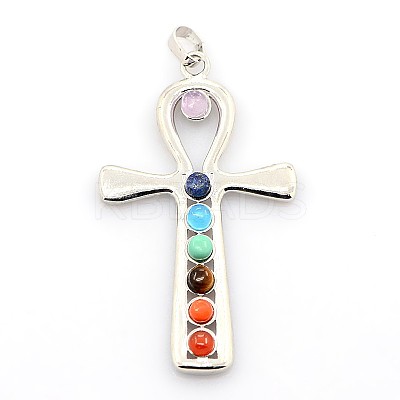 Vintage Chakra Jewelry Brass Gemstone Pendants G-I114-02-1