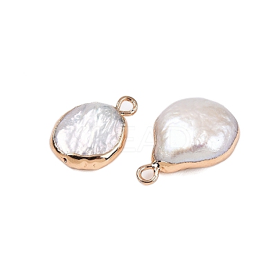 Electroplated Natural Keshi Pearl Teardrop Pendants LS-PEAR-S018-02K-01-1