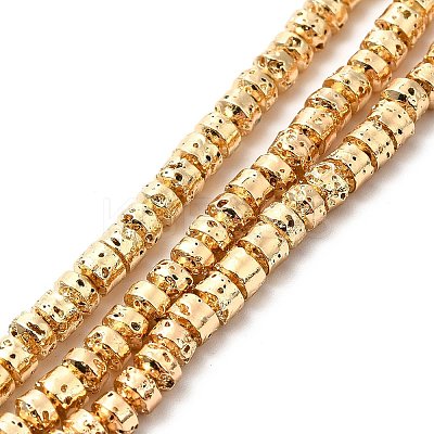 Electroplated Natural Lava Rock Beads Strands G-G984-14KCG-1