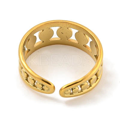 Ion Plating(IP) 304 Stainless Steel Round Wide Open Cuff Ring for Women RJEW-A043-25G-1