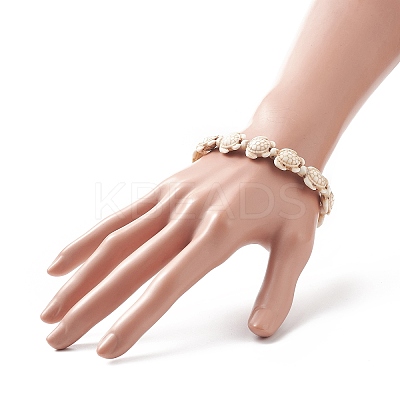 Dyed Synthetic Sea Turtle Beaded Stretch Bracelets for Women BJEW-JB09934-02-1