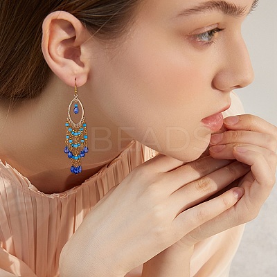 5Pair 5 Style Horse Eye & Ring Chandelier Earrings EJEW-SW00008-1