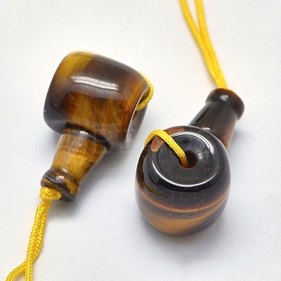 Natural Tiger Eye 3 Hole Guru Beads X-G-K208-02-A-14-1